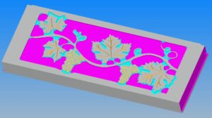 The 3D CAD render for the natural stone frieze around the top of the piano room